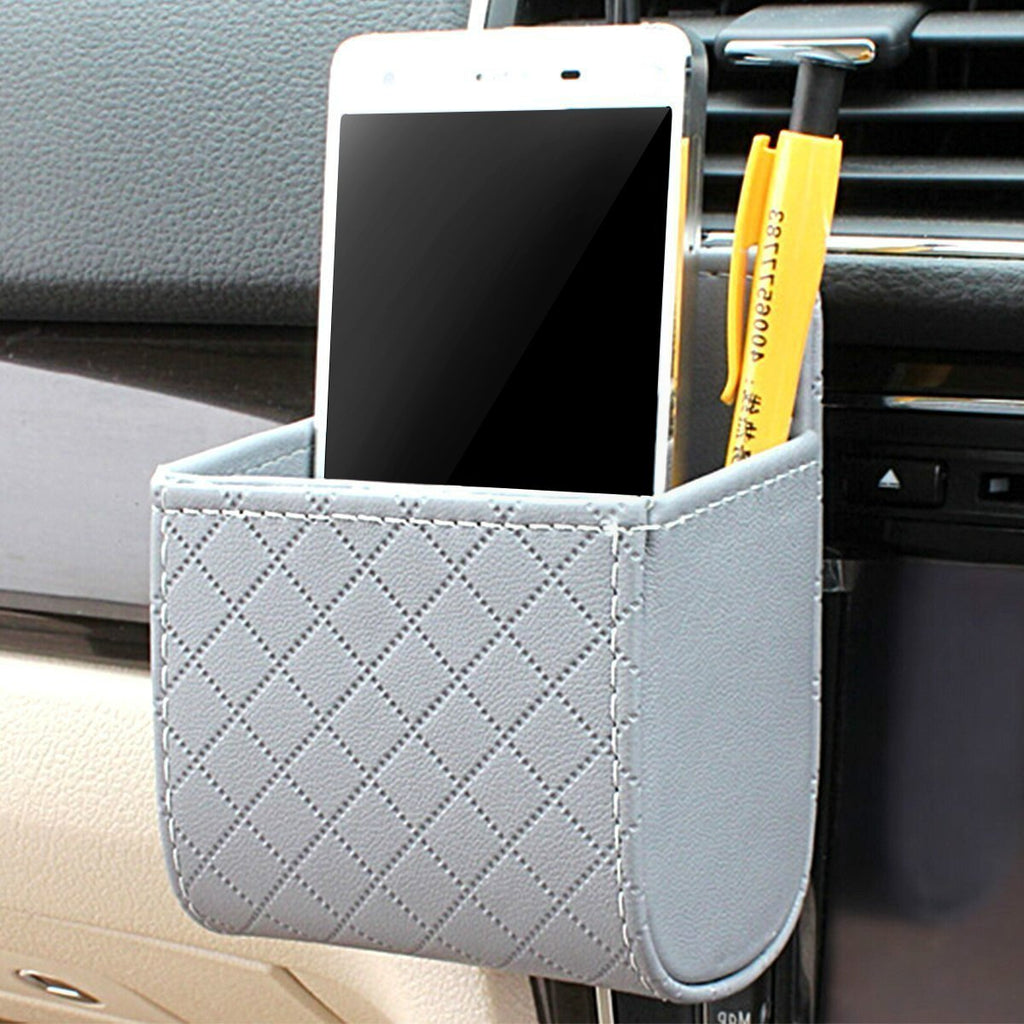  [AUSTRALIA] - Yosoo Car Auto Seat Back Interior Air Vent Tidy Storage Coin Bag Case Organizer Cellphone Holder Pounch Box with Hook (Gray) Gray