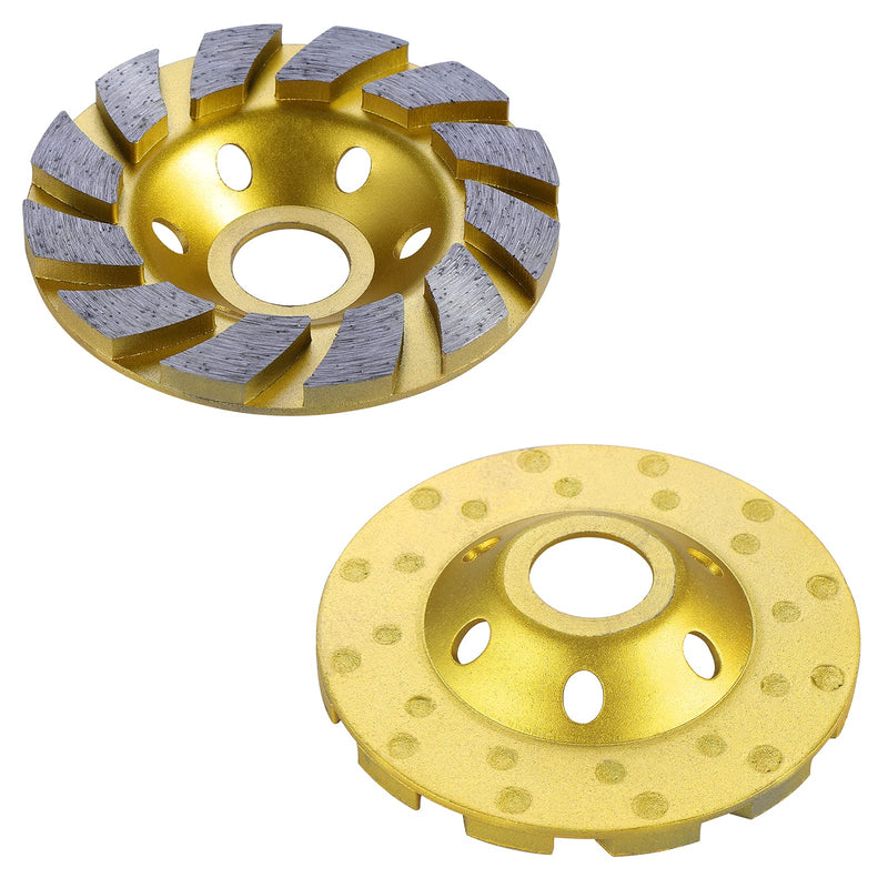  [AUSTRALIA] - OCR 4" Concrete Turbo Diamond Grinding Cup Wheel Three Row Turbo Cup Disc Grinder for Angle Grinder 12 Segs Heavy Duty (Yellow 12segs B) Yellow 12segs B
