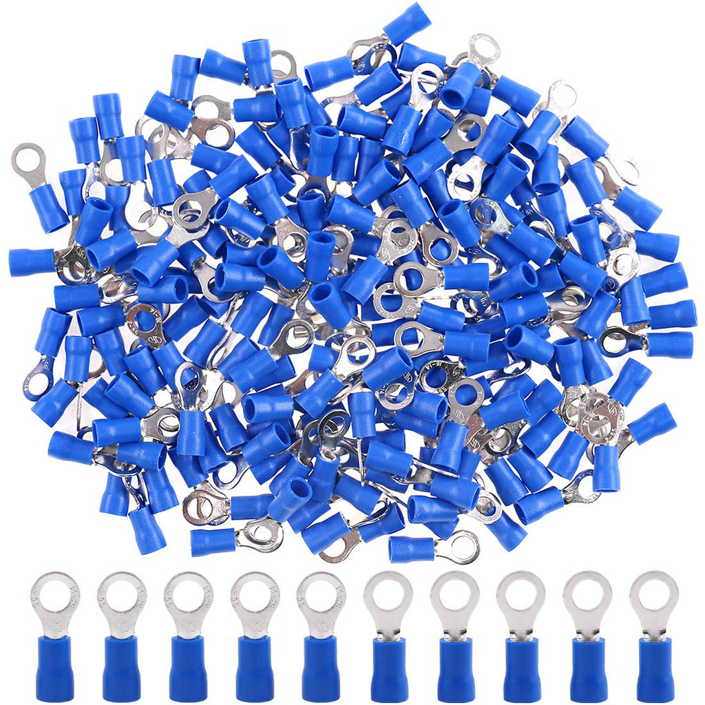  [AUSTRALIA] - Hilitchi 100Pcs 16-14AWG Insulated Terminals Ring Electrical Wire Crimp Connectors (Blue, M5)