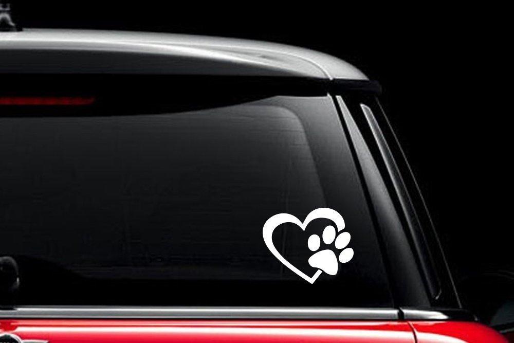  [AUSTRALIA] - KEEN HEART with DOG PAW Puppy Love Decal Vinyl Sticker|Cars Trucks Walls Laptop|WHITE Decal| 6 X 5 Inch|Keen18