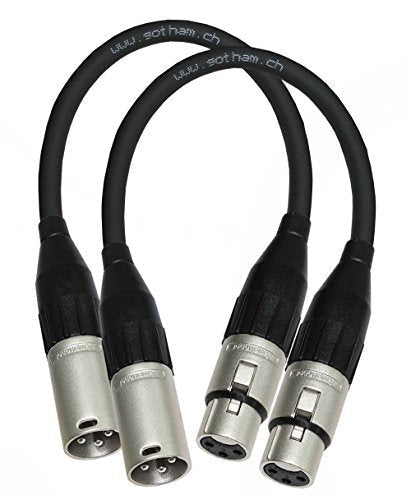  [AUSTRALIA] - WORLDS BEST CABLES - Star Quad Balanced Male to Female Microphone Cables - Gotham GAC-4/1-2 Units - 0.5 Foot w/Amphenol AX3M & AX3F XLR Connectors