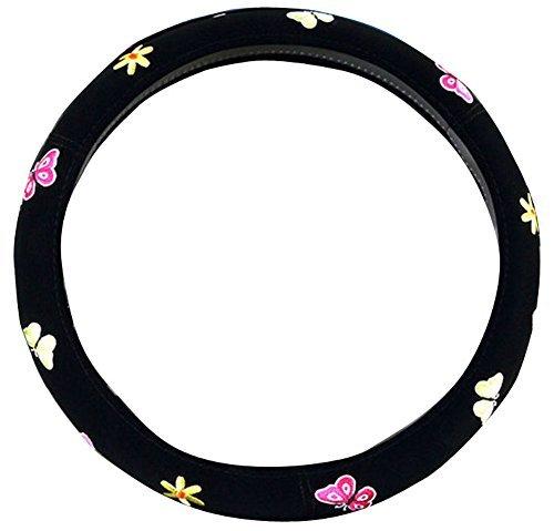  [AUSTRALIA] - Mayco Bell Automotive Women Embroidery Cute Car Steering Wheel Cover (Butterfly) Multicolor Butterfly