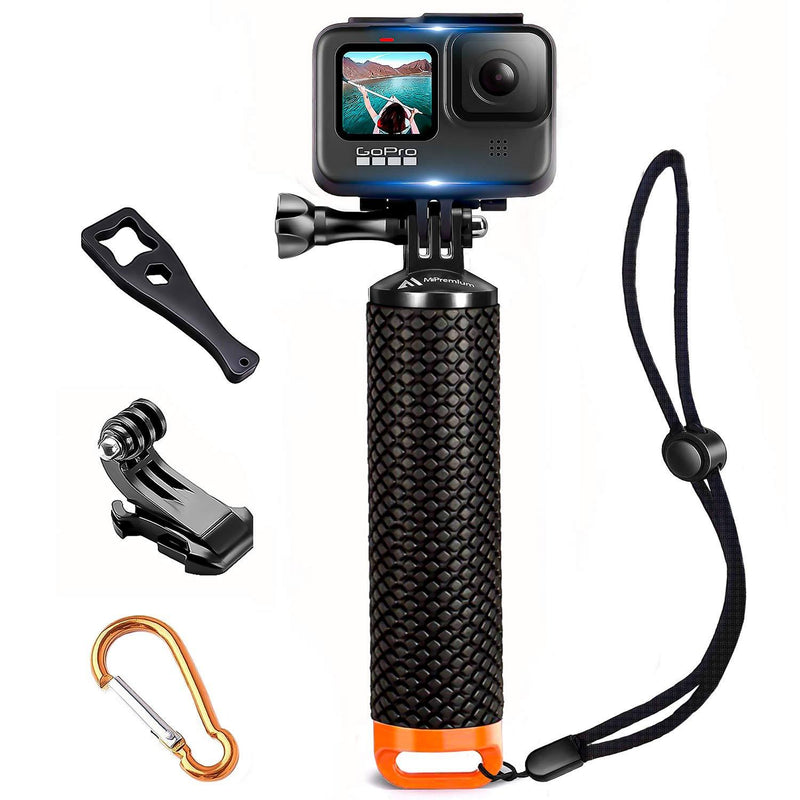 Waterproof Floating Hand Grip Compatible with GoPro Hero 9 8 7 6 5 4 3 3+ 2 1 Session Black Silver Camera Handler & Handle Mount Accessories Kit for Water Sport and Action Cameras (Orange) - LeoForward Australia