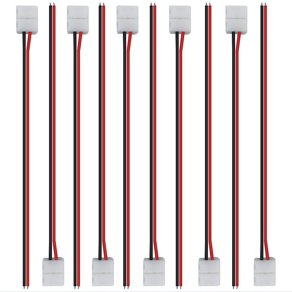  [AUSTRALIA] - LightingWill 10pcs/Pack Strip Wire Solderless Snap Down 2Conductor LED Strip Connector for 10mm Wide 5050 5630 Single Color Flex LED Strips