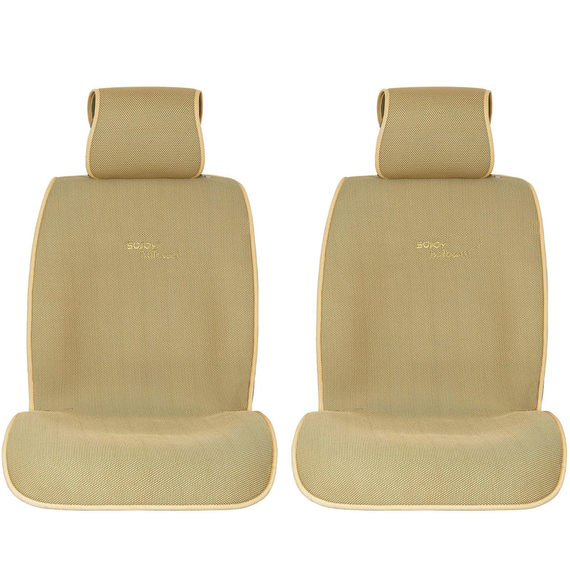  [AUSTRALIA] - Sojoy Universal Four Season Fashionable Car Seat Cushion Cover for Front of 2 Seats Honeycomb Cloth (Cream) Cream
