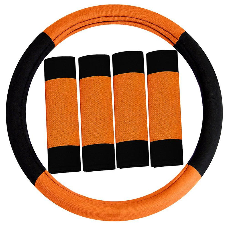  [AUSTRALIA] - FH Group FH2033ORANGE Steering Wheel Cover (Modernistic and Seat Belt Pads Combo Set Orange)
