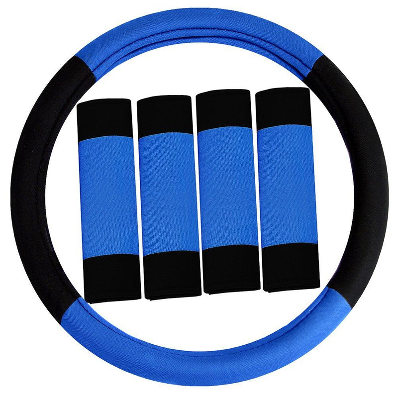 FH Group FH2033BLUE Steering Wheel Cover (Modernistic and Seat Belt Pads Combo Set Blue) - LeoForward Australia