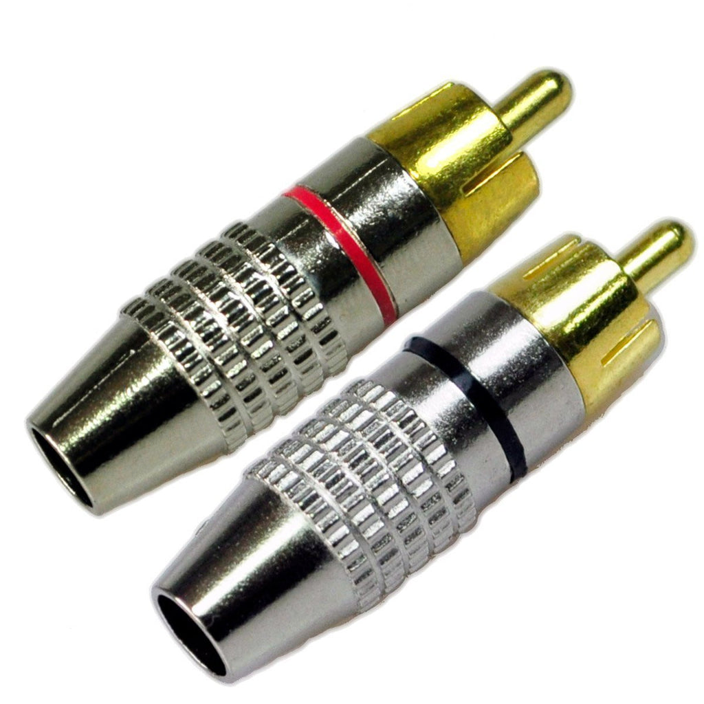 RCA Plug Solderless, Conwork 2-Pack RCA Male Plug Screws Audio Video in-Line Jack Adapter Gold Plated - LeoForward Australia