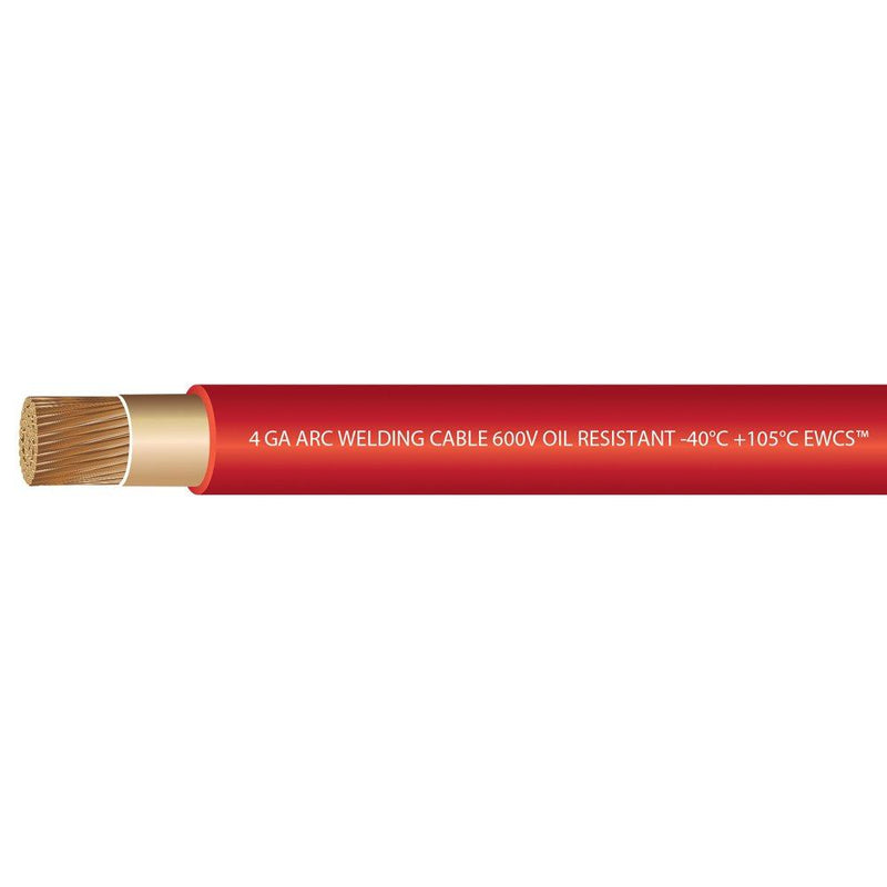  [AUSTRALIA] - EWCS 4 Gauge Premium Extra Flexible Welding Cable 600 Volt - Red - 10 Feet - Made in the USA 10-feet