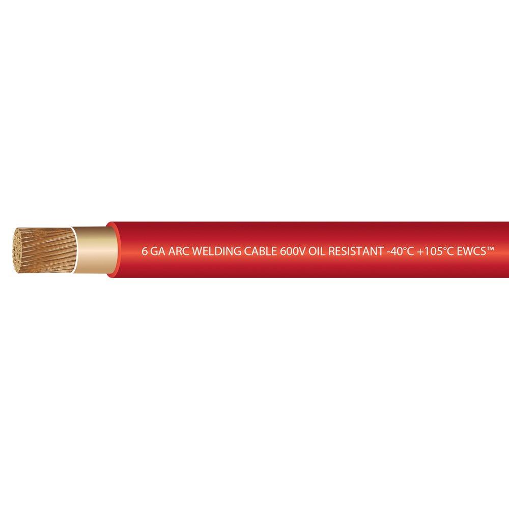  [AUSTRALIA] - EWCS 6 Gauge Premium Extra Flexible Welding Cable 600 Volt - Red - 15 Feet - Made in the USA 15-feet