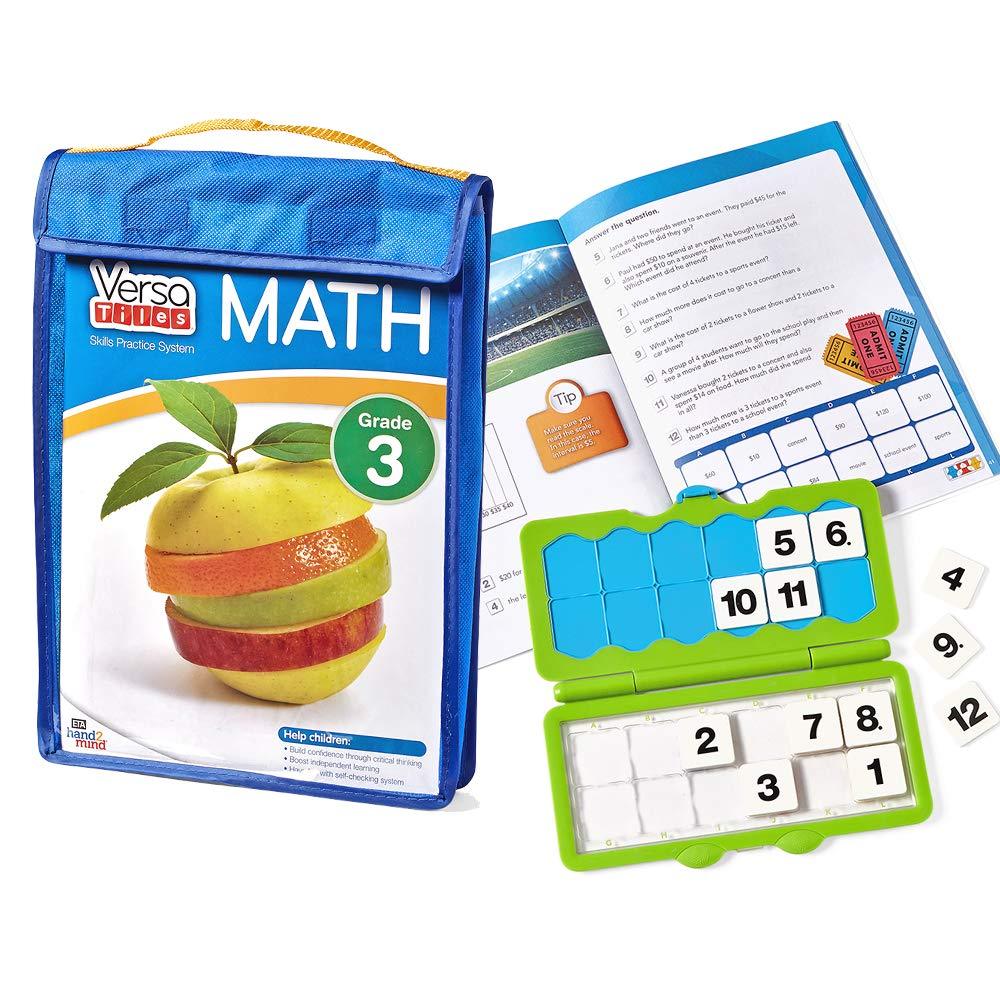 hand2mind VersaTiles Math Practice Take Along Set for Third Grade, Self-Checking Workbook System, 64 Pages with Case Included, Early Math, Math Books, 3rd Grade Math Workbook, Homeshool Supplies - LeoForward Australia