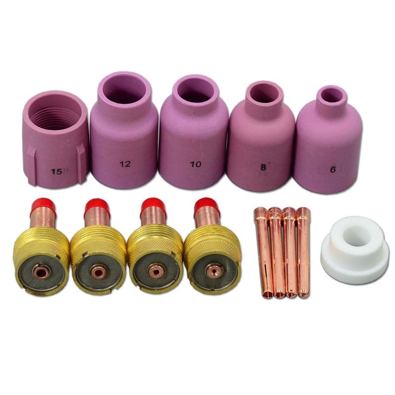  [AUSTRALIA] - TIG Gas Lens Collet Bodies Alumina Nozzle Fit PTA CK SR WP 17 18 26 TIG Torch Torch 14pcs