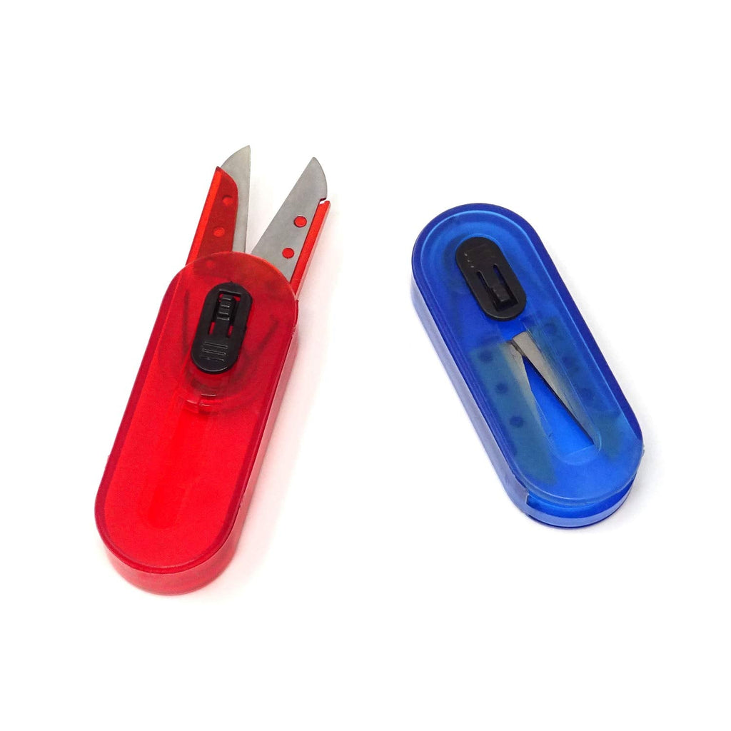  [AUSTRALIA] - yueton 2pcs Mini Portable Collapsible Scissors Storage Box Cutter with Hussif Outdoor Travel Cutting Sewing Tool for Paper, Thin Thread, Fishing Line