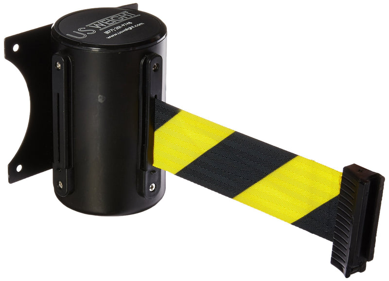  [AUSTRALIA] - US Weight U2501CYB Wall Mount with Retractable Belt – 13' Yellow/Black Chevron Pattern 13'