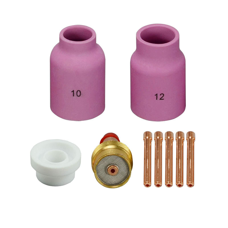  [AUSTRALIA] - TIG Gas Lens Collets Body Back Cap Alumina Nozzle Kit Fit QQ300 DB PTA SR WP CK 17 18 26 TIG Welding Torch 9pcs