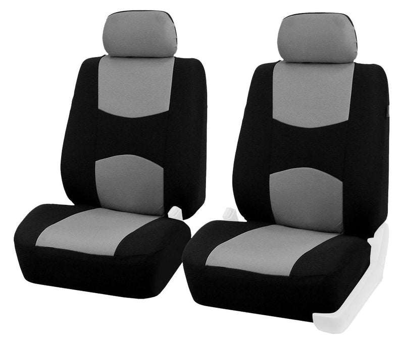  [AUSTRALIA] - FH Group Gray-Half FB051GRAY102 Bucket Airbags Compatible Car Seat Cover, Set of 2