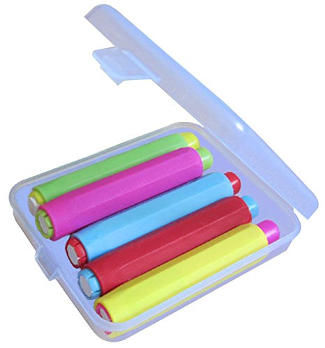  [AUSTRALIA] - 5xLunies Chalk Holder with Storage Hard Case - Blackboard Adjustable Chalk Clip Set for Teachers Kids School Office Drawing Board 3.7"x0.6" 5 Bright Color NOT Included Chalk