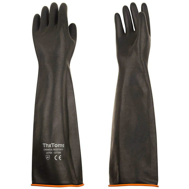  [AUSTRALIA] - ThxToms Heavy Duty Latex Gloves, Resist Strong Acid, Alkali and Oil, 22" , 1 Pair 22"