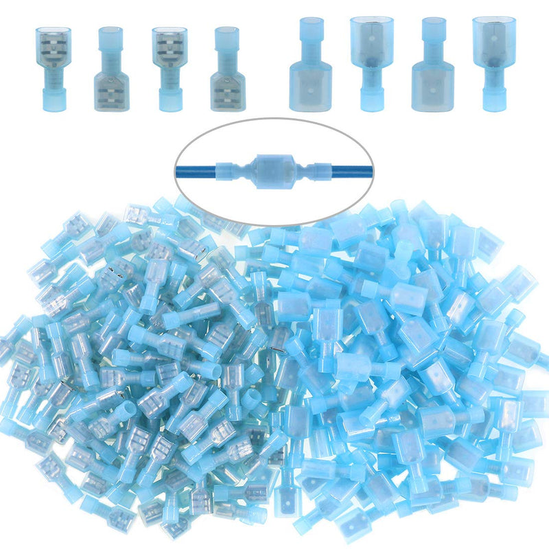  [AUSTRALIA] - Glarks 100pcs 16-14 Gauge Fully Insulated Female Male Spade Nylon Quick Disconnect Electrical Insulated Crimp Terminals Connectors Assortment Kit Blue