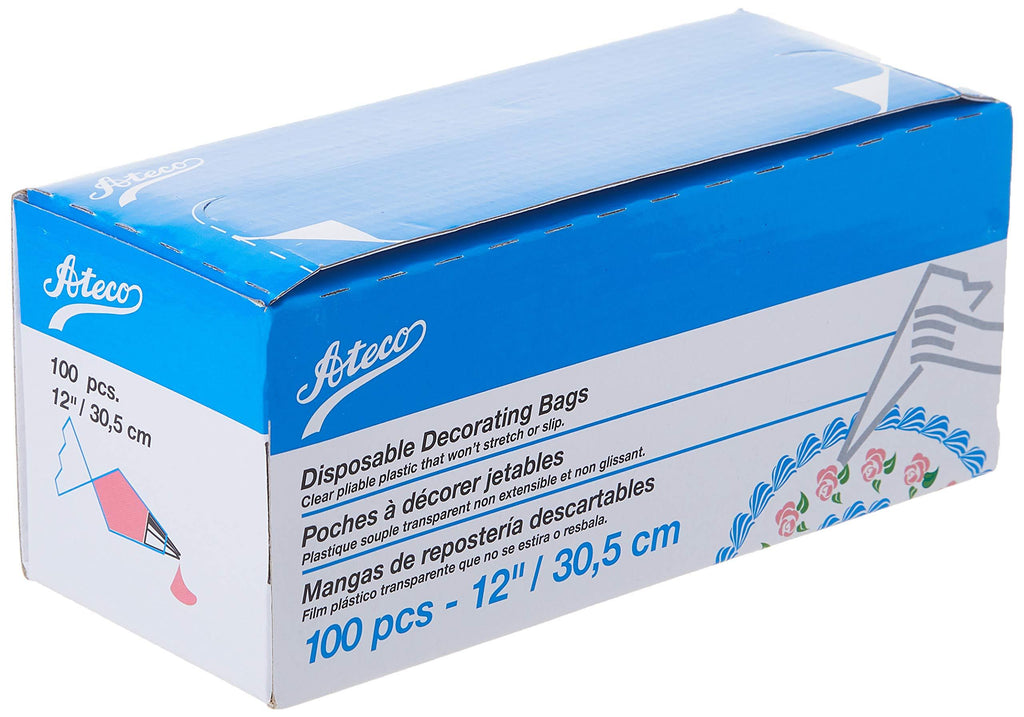  [AUSTRALIA] - Ateco Disposable Decorating Bags, 12-Inch, Pack of 100,Clear 12" - Pack of 100