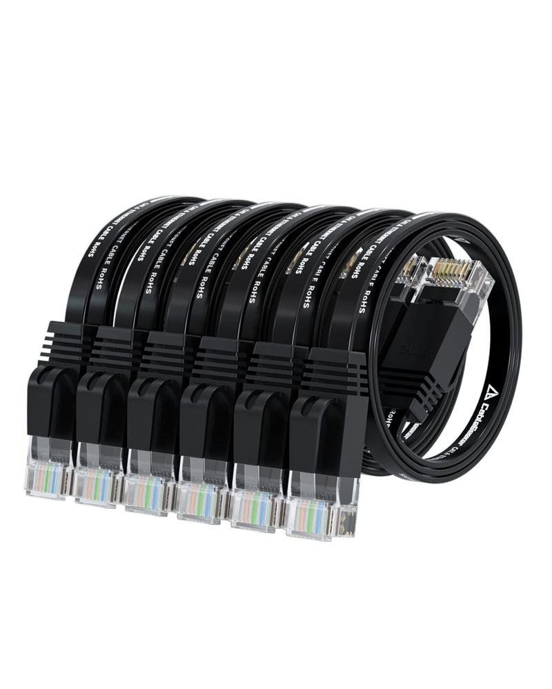  [AUSTRALIA] - Cat 6 Ethernet Cable 1.5ft (6 Pack) (at a Cat5e Price but Higher Bandwidth) Flat Internet Network Cable - Cat6 Ethernet Patch Cable Short - Black Cat6 Computer Cable with Snagless RJ45 Connectors