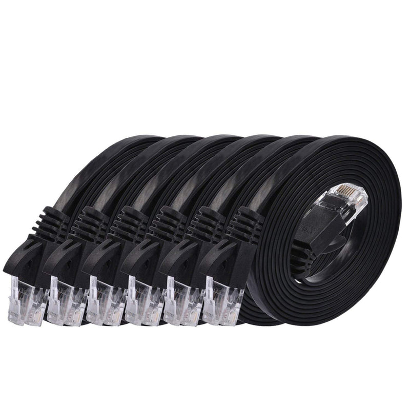  [AUSTRALIA] - Cat 6 Ethernet Cable 5ft (6 Pack) (at a Cat5e Price but Higher Bandwidth) Flat Internet Network Cables - Cat6 Ethernet Patch Cable Short - Black Computer LAN Cable with Snagless RJ45 Connectors