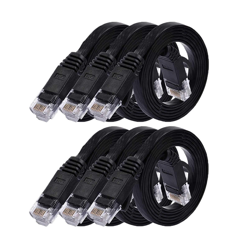  [AUSTRALIA] - Cat 6 Ethernet Cable 3ft (6 Pack) (at a Cat5e Price but Higher Bandwidth) Flat Internet Network Cable - Cat6 Ethernet Patch Cable Short - Black Computer Cable with Snagless RJ45 Connectors