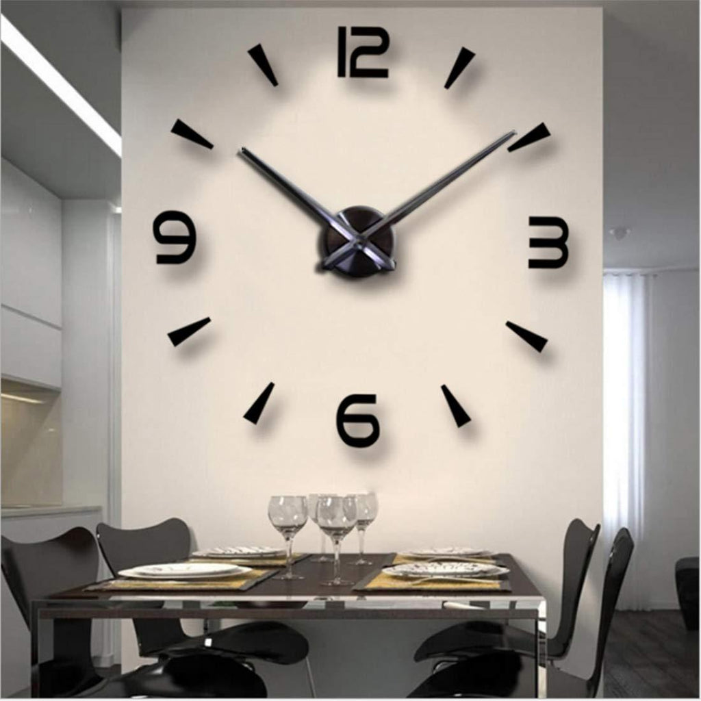 FASHION in THE CITY 3D DIY Wall Clock Creative Design Mirror Surface Wall Decorative Sticker Watches (Black) Black - LeoForward Australia