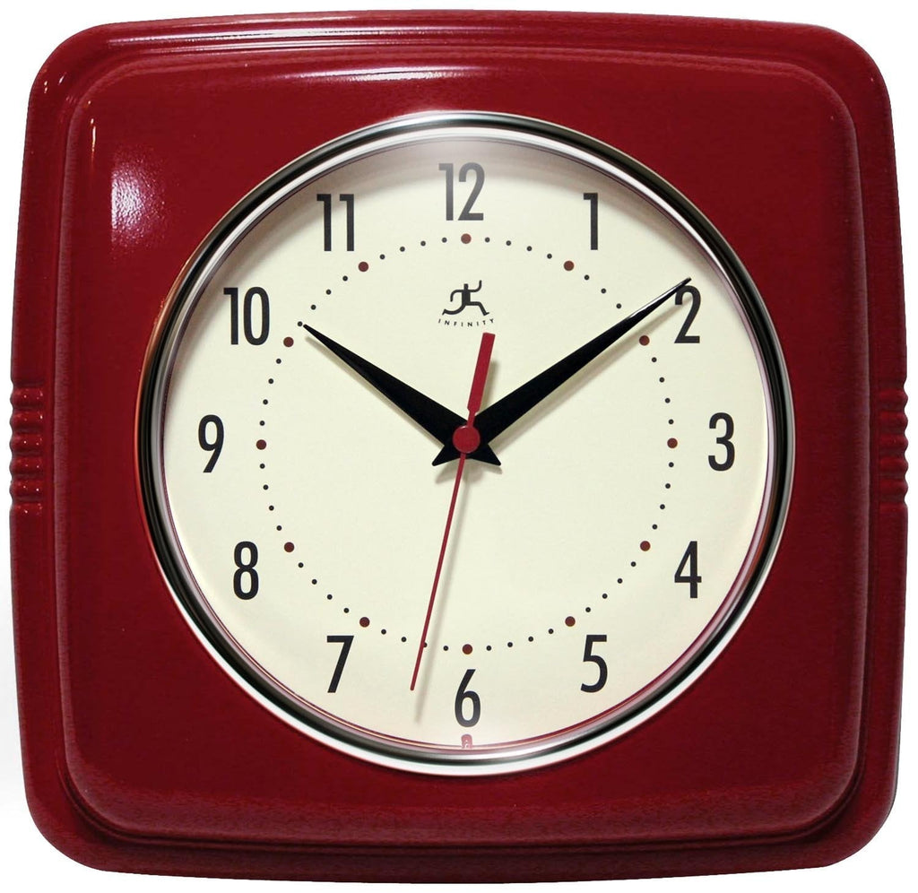 Infinity Instruments 13228RD-4103 Square Clock, Red - LeoForward Australia