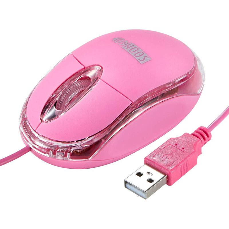 Mini Optical Wired Ergonomic Mouse LED Light Pink Computer Notebook Laptop Mice for Children and Lady by SOONGO - LeoForward Australia