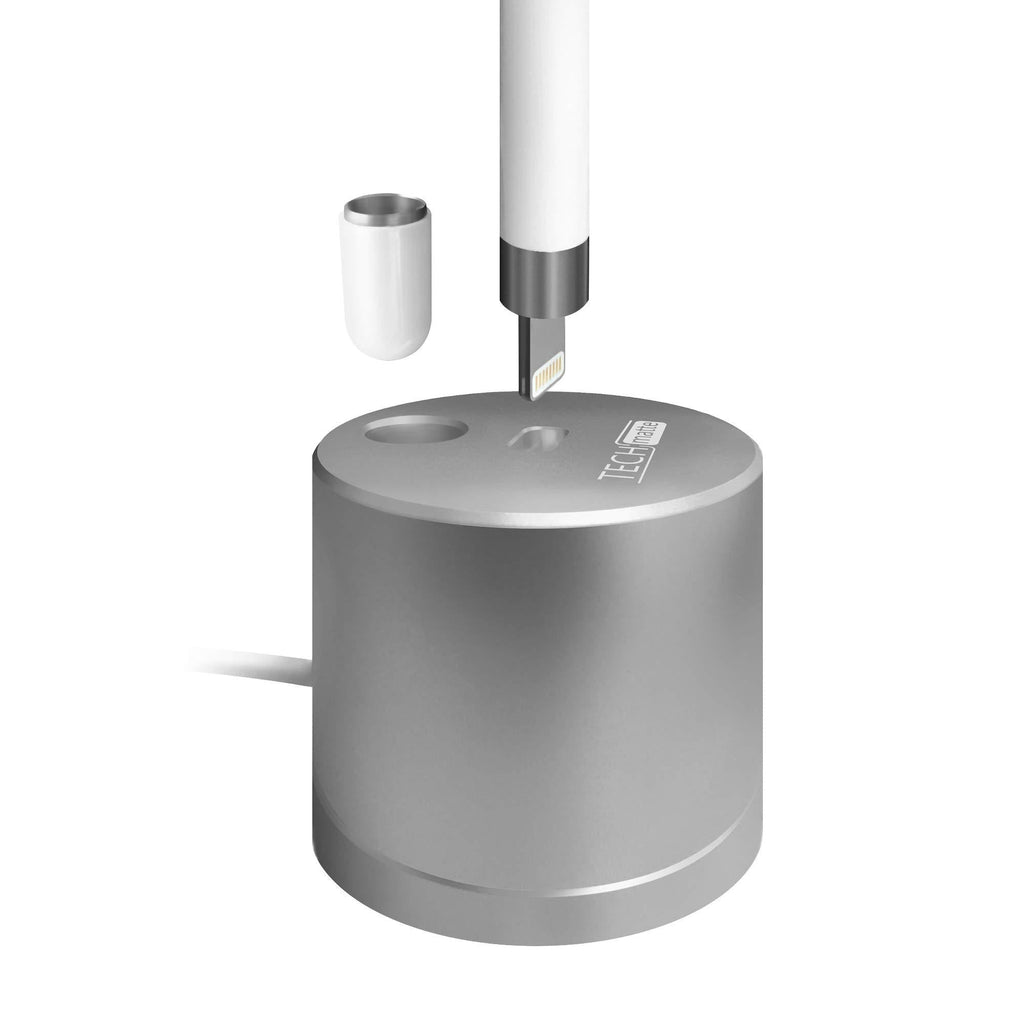  [AUSTRALIA] - TechMatte Charging Stand Compatible with Apple Pencil - Premium Aluminum Charging Dock with Built-in Charging Cable (5feet)