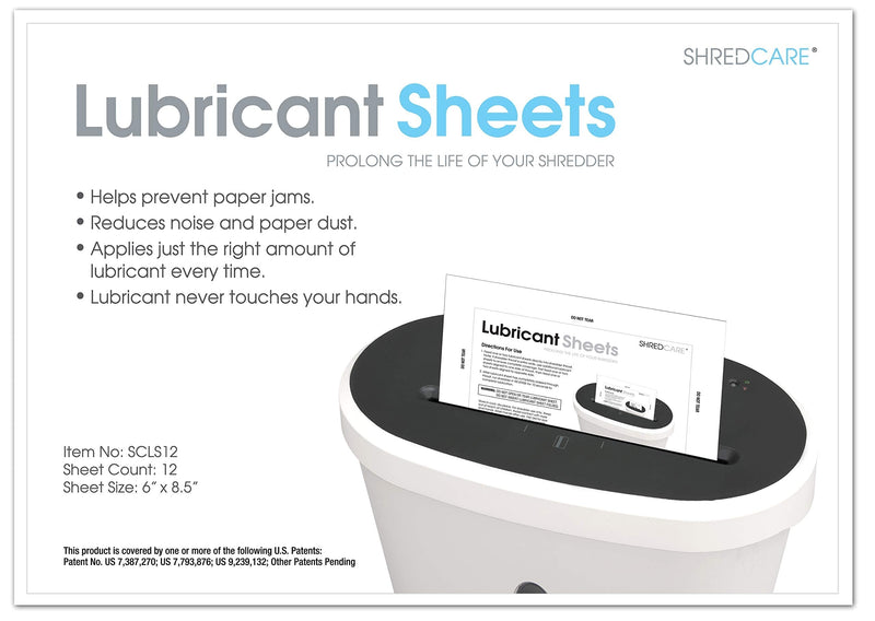  [AUSTRALIA] - Shredcare Paper Shredder Lubricant Sheets SCLS12 (Pack of 12) 8.5" x 6" 8.5" x 6"