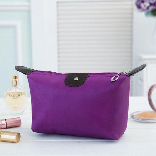 AKOAK Multi-functional Waterproof Nylon Cosmetic Bag Storage Makeup Bag Casual Purse Cosmetic Case Portable Travel Bags Wash Gargle Bag Dumplings Bag (Purple) - LeoForward Australia