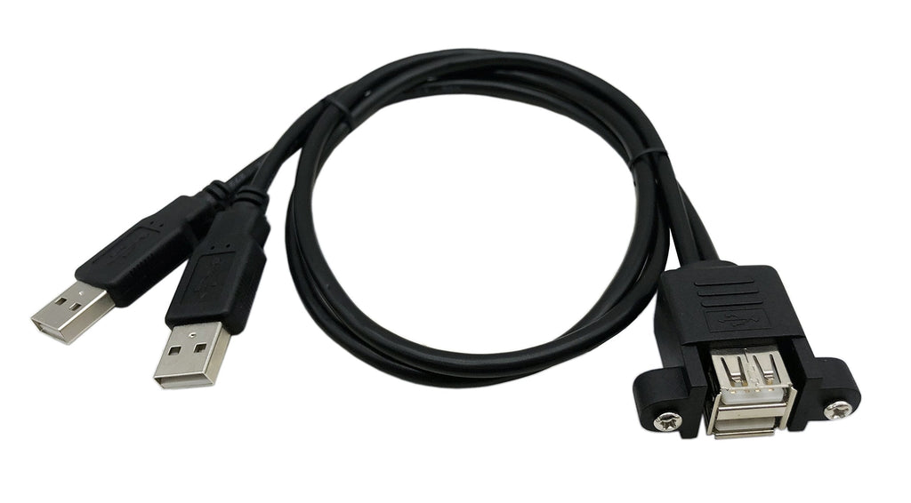 CERRXIAN LEMENG Dual USB 2.0 Male to Female Extension Cable 50cm with Screw Panel Mount Holes - LeoForward Australia