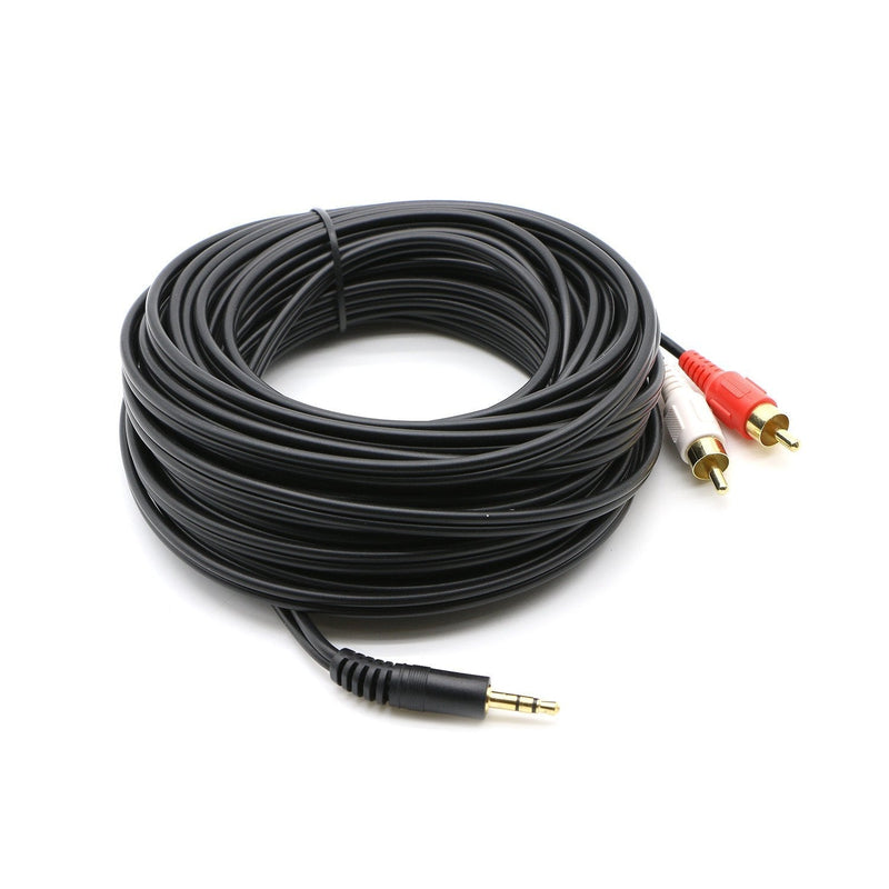 Pasow 3.5mm Stereo Male to 2RCA Male (Right and Left) RCA Audio Cable (50 Feet) - LeoForward Australia