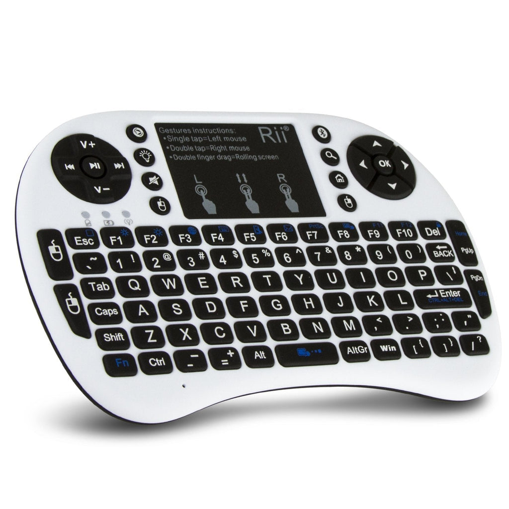  [AUSTRALIA] - (Upgraded) Rii i8+ Mini Bluetooth Keyboard with Touchpad＆QWERTY Keyboard, Backlit Portable Wireless Keyboard for Smartphones laptop/PC/Tablets/Windows/Mac/TV/Xbox/PS3/Raspberry Pi.White White