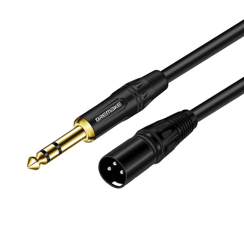  [AUSTRALIA] - 3 FT 6.35 mm 1/4 Inch TRS Male to XLR Male Audio Stereo Mic Cable - DREMAKE Gold Plated 1/4 Inch Male to XLR Male Balanced Cable for Microphones, Speakers, Stage, DJ and More - Black 3FT/1.0M