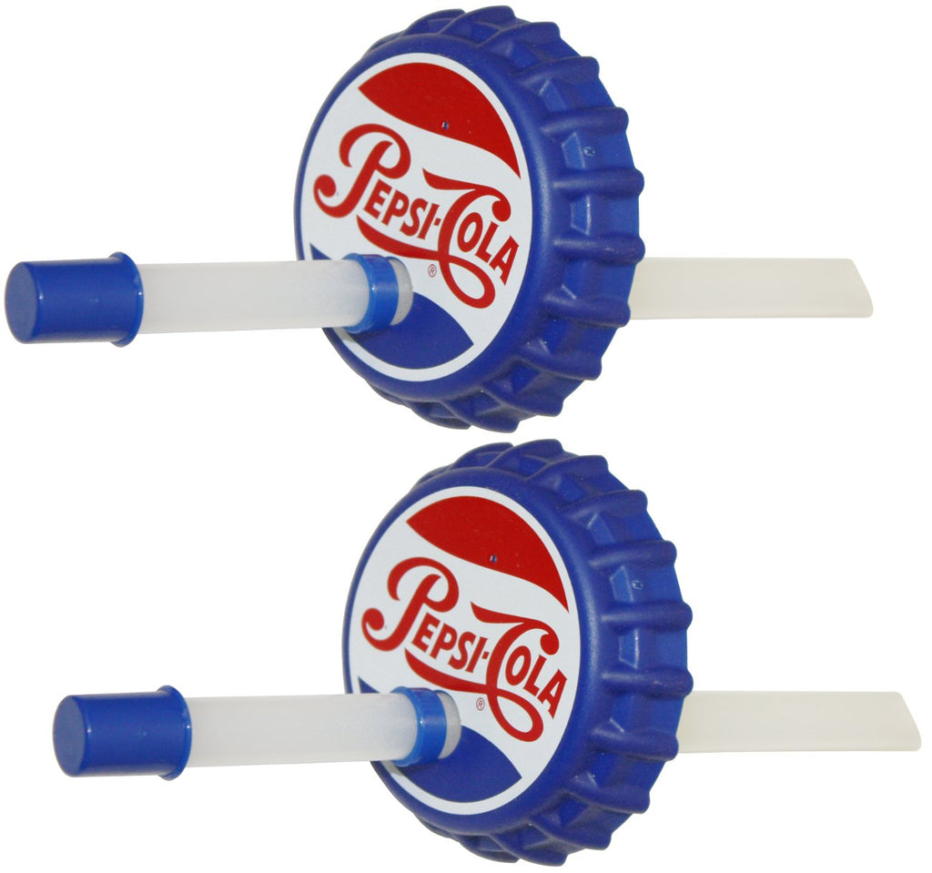  [AUSTRALIA] - Jokari 2 Count Pepsi Heritage Logo Sip and Seal Soda Can Straws, Red/White/Blue 2-count