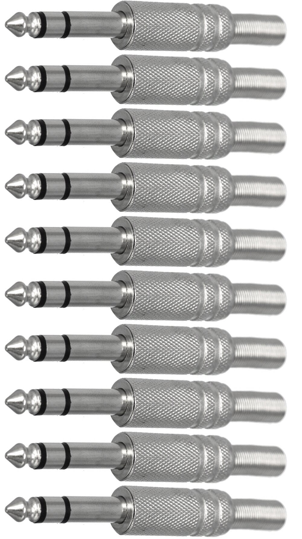 CESS 6.35mm 1/4 Inch Stereo Male Metal Connector with Spring Strain Relief Plug Coax Audio Mic Solder Adapter (jcx) (10 Pack) - LeoForward Australia
