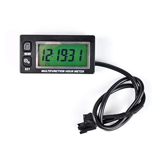  [AUSTRALIA] - Runleader RL-HM028A Waterproof Inductive Tachometer with Hour Meter Thermometer Backlit Display for All Gasoline Engine ATV Utv Dirtbike Motobike Motocycle Outboards Snowmobile Marine Boat