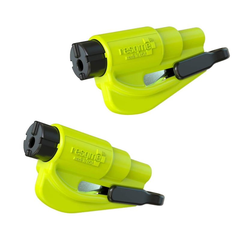  [AUSTRALIA] - resqme 04.100.09 The Original Keychain Car Escape Tool Safety Yellow Seatbelt Cutter and Window Glass Breaker, 2 Pack Two Pack