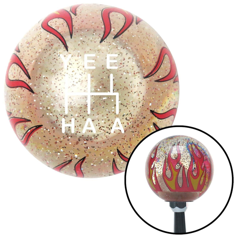  [AUSTRALIA] - American Shifter 302242 Shift Knob (White YeeHaa 5 Speed Clear Flame Metal Flake with M16 x 1.5 Insert)