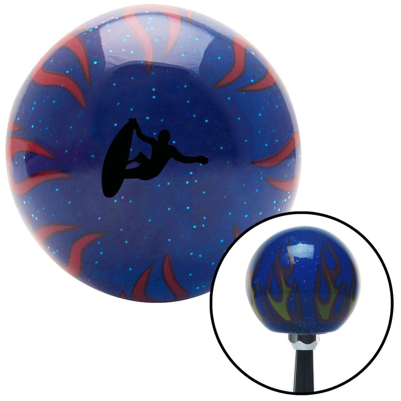  [AUSTRALIA] - American Shifter 297726 Shift Knob (Black Surfer Catching A Wave Blue Flame Metal Flake with M16 x 1.5 Insert)