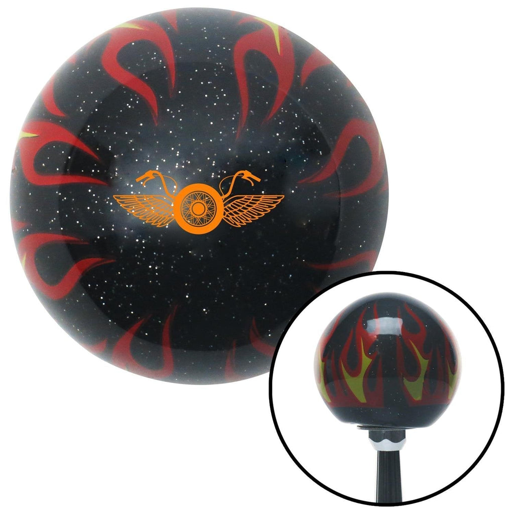  [AUSTRALIA] - American Shifter 294497 Shift Knob (Orange Motorcycle Handlebars Black Flame Metal Flake with M16 x 1.5 Insert)