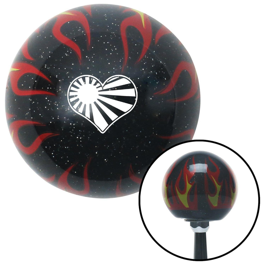  [AUSTRALIA] - American Shifter 294641 Shift Knob (White Rising Sun Heart Black Flame Metal Flake with M16 x 1.5 Insert)