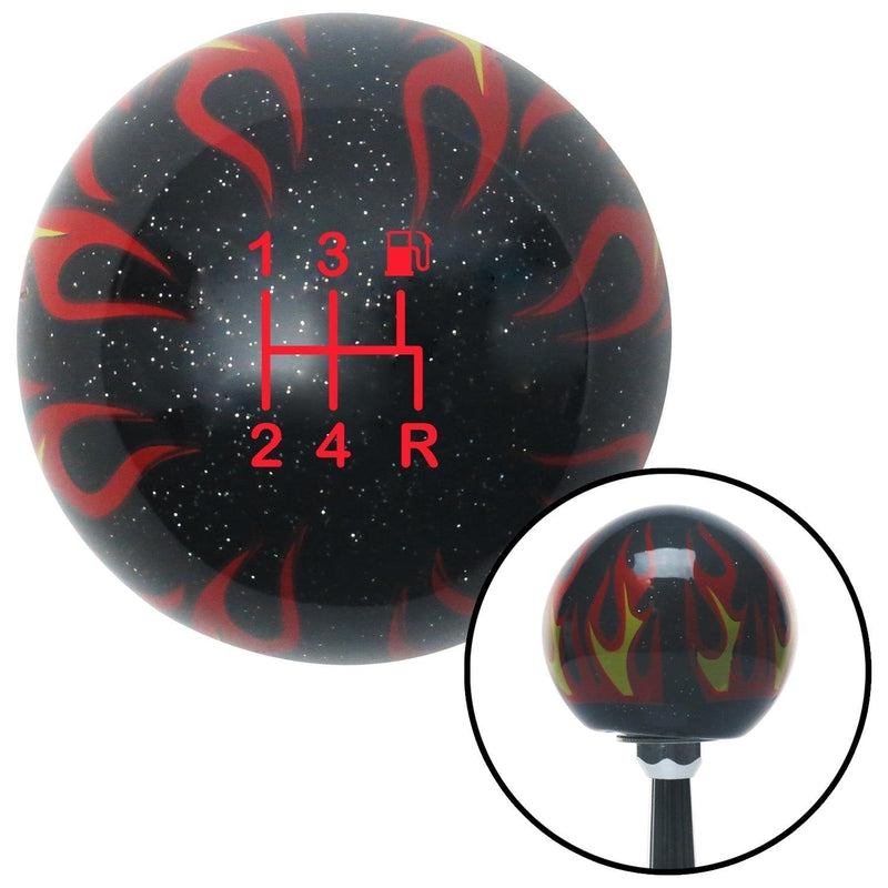  [AUSTRALIA] - American Shifter 294801 Shift Knob (Red 5 Speed Shift Pattern - Gas 15 Black Flame Metal Flake with M16 x 1.5 Insert)