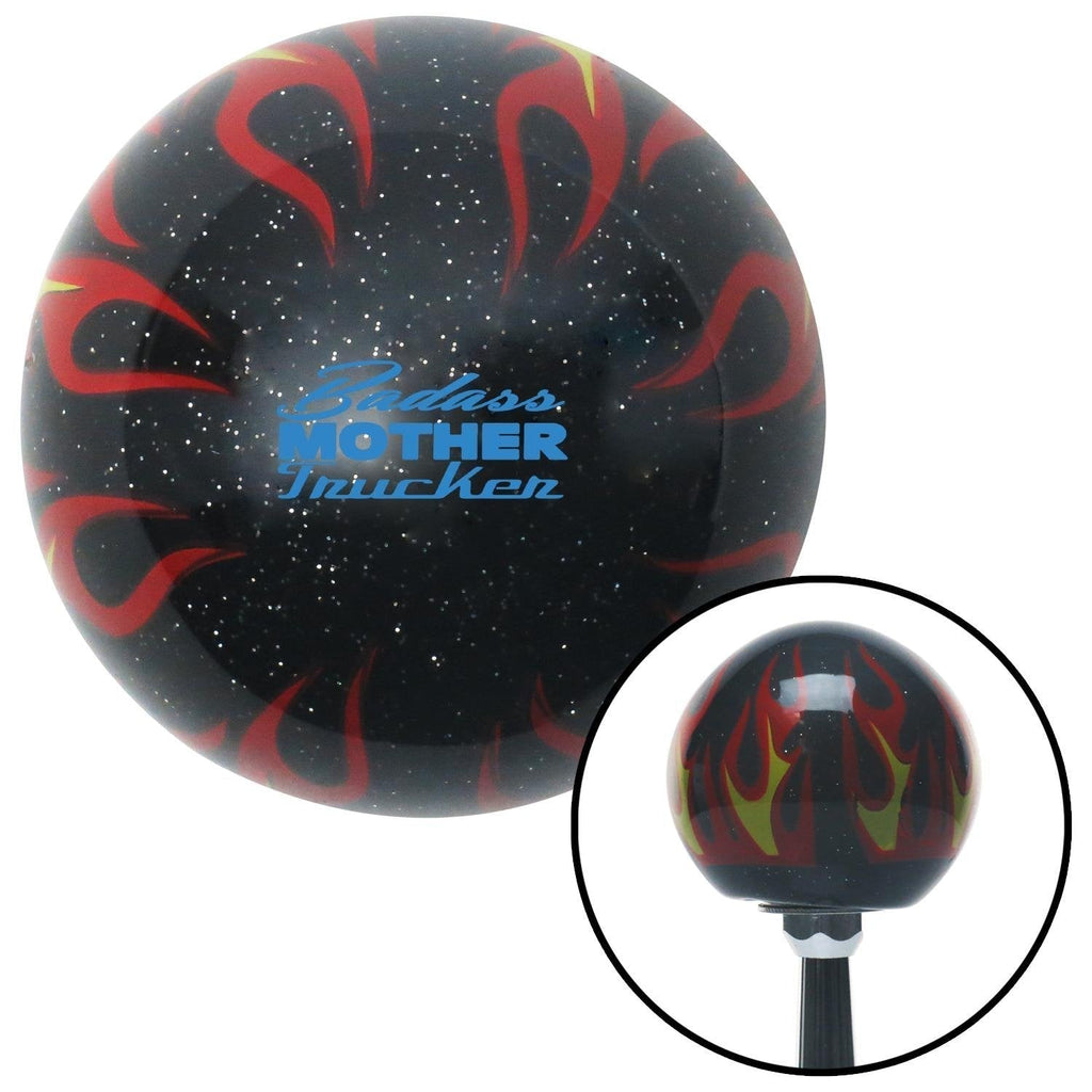  [AUSTRALIA] - American Shifter 294881 Shift Knob (Blue Badass Mother Trucker Black Flame Metal Flake with M16 x 1.5 Insert)