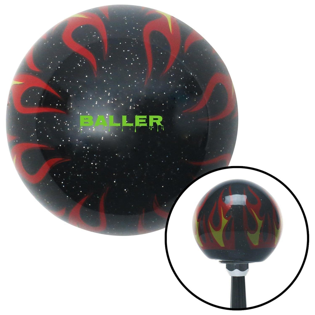  [AUSTRALIA] - American Shifter 294889 Shift Knob (Green Baller Black Flame Metal Flake with M16 x 1.5 Insert)