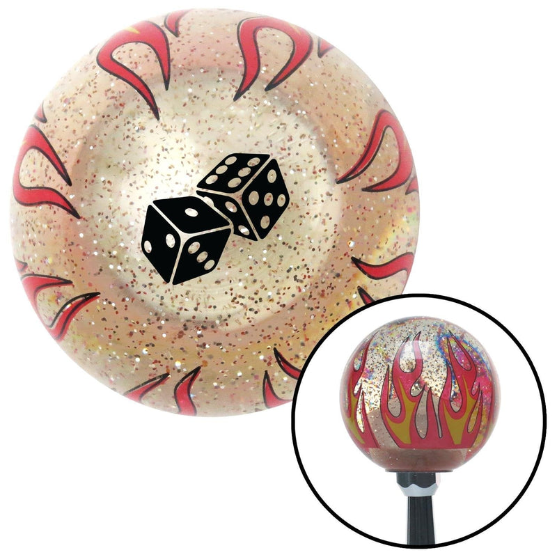  [AUSTRALIA] - American Shifter 295445 Shift Knob (Black Set of Dice Clear Flame Metal Flake with M16 x 1.5 Insert)