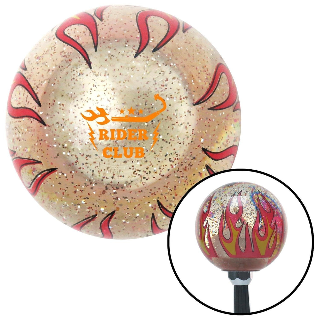  [AUSTRALIA] - American Shifter 295733 Shift Knob (Orange Rider Club Clear Flame Metal Flake with M16 x 1.5 Insert)